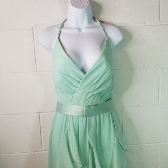 Vera Wang White mint green maxi formal gown - Picture 11 of 13